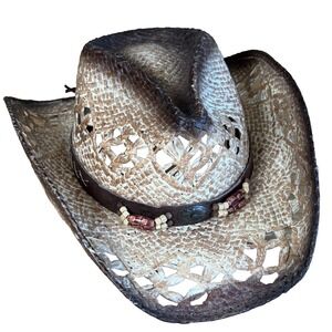 Unisex One Size Fits Gone Country Tan & Brown Western Cowboy Hat Made In Mexico